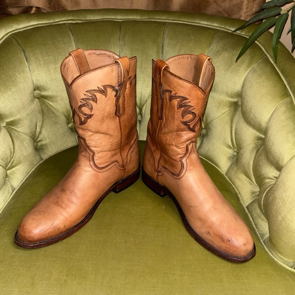 El Dorado Men's size 10.5 D Handmade Tan Leather Roper Cowboy Westen Boots​